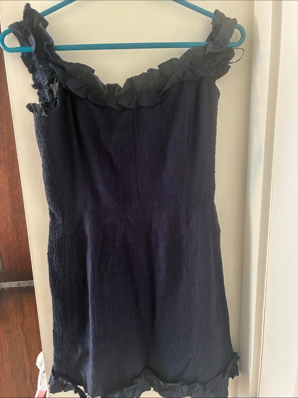 Lulu's Navy Mini Dress with Ruffle Trim